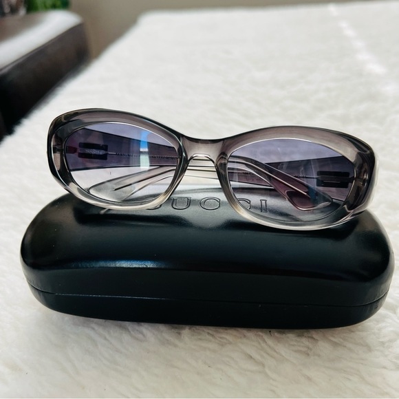 Gucci GG 2432/S T5V Gray/Black Clear Frame Gradient Lens Oval Sunglasses w/Case main image 8